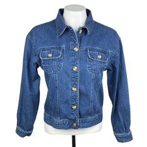 TALBOTS Denim Button Up Shirt Sz Small Blue